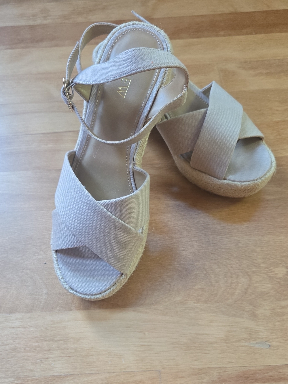 Beige Cross-Strap Wedge Sandals by JCrew